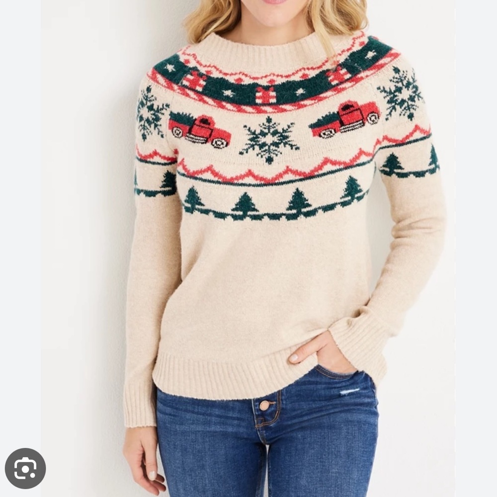 Holiday truck fair isle sweater size medium. Worn once.